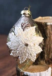 Christmas Ornament Glass Silver Antiqued Ivory Poinsettia Raz Imports 5.5. Fixed Price $12.99.