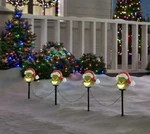 Gemmy Christmas Grinch Battery-operated Pathway Stakes (4 Count) With Santa Hat. Fixed Price $22.99.