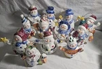 Beautiful Set Of 12 Ceramic Snowman Christmas Ornaments All Different Designs. Fixed Price $36.00.