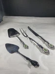 Spode Christmas Tree Serving Utensil Set 4 Piece Fork.knife.grader.cake Server. Fixed Price $25.00.
