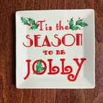 Lenox Holiday Tidbit Plate Tis The Season - 6" Square Christmas Holly Jolly. Fixed Price $12.99.