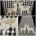 80" Mackenzie Style Checkered Sparkly Star Stag Reindeer Christmas Table Runner. Fixed Price $28.99.