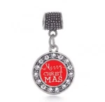 Inspired Silver Merry Christmas Circle Memory Charm Cubic Zirconia. Fixed Price $12.95.