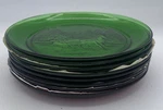 Arcoroc Sleigh Ride Through The Woods Green & Red Dessert Salad Plates Set 8. Fixed Price $49.95.