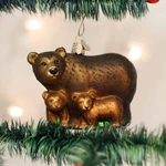 Old World Christmas Bear With Cubs Glass Ornament 12199. Fixed Price $21.88.