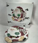 Fitz And Floyd Plaid Christmas Santa Canap Serving Dish 2063/125. Fixed Price $18.20.