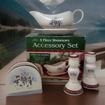 Royal Seasons Stoneware Snowmen 5 Piece Accessory Set Vintage Christmas Holiday. Fixed Price $18.95.