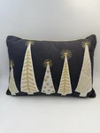 Pier 1 Winter Xmas Holiday Trees Embellished Throw Lumbar Pillow Cream Gray Gold. Fixed Price $24.99.