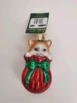 Blown Glass Ornament Cat Out Of The Bag Mercks Family Old World Christmas 2011. Fixed Price $18.99.