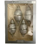 Vtg Target Silver Glitter Striped Glass Christmas Ornaments 2004 Box Of. Fixed Price $7.99.