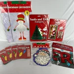 Vtg Beistle Christmas Decor 10 Pc Santa Door Cover Snowman Honeycomb Banners Nip. Fixed Price $26.99.