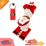 5 Pieces Christmas Theme Bathroom Decoration Set W/toilet Seat Cover, Rugs, Tank. Fixed Price $52.30.