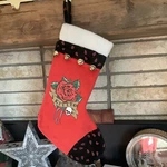 Bret Michaels Pets Rock! 16" Kitty Cat Christmas Stocking Bells Rose Skull. Fixed Price $19.95.