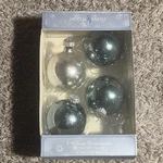 Jaclyn Smith Christmas Ornaments Set Of 3 Glass Silver Blue Round Decorative. Fixed Price $13.95.