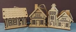 Crate And Barrel 3 Lot Laser Cut Wooden Houses Holiday Christmas Ornaments Euc. Fixed Price $21.00.