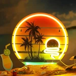 Tropical Neon Sign 11.8 Inch Palm Tree Sunset Light For Wall Decor Colorful. Fixed Price $25.99.