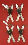 Christmas Tree Ornament Wooden Crossed Skis & Poles Set Of 4. Fixed Price $14.39.