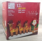 Home Accents 12 Ft Santa Sleigh Reindeer Airblown Led Inflatable New Christmas. Fixed Price $109.97.