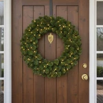 Pre-lit Double-sided Grand Teton Artificial Christmas Wreath 48" Clear Led Light. Fixed Price $710.49.