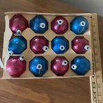 Lot 12 Vtg Glass Ball Ornaments Unmarked Red Blue Made Usa Mcm Christmas. Fixed Price $10.49.