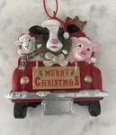 Kurt Adler Farm Cow Pig Chicken In Red Truck Christmas Ornament Personalize. Fixed Price $13.99.