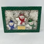 Dillards Trimmings Handblown Glass Snowman Ornaments Set Of 3 Christmas Tree. Fixed Price $42.29.