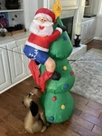 Gemmy Inflatable Dog Pulling Santa Pants Xmas Tree Airblown Christmas Decor 7. Fixed Price $65.00.