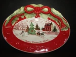 Fitz And Floyd Holiday Oval Sentiment 10" Tray Ceramic Home Warms The Heart. Fixed Price $12.99.