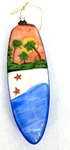 Kurt Adler Surfboard Ornament Hand Painted Glass Beach Palm Trees 5.75". Fixed Price $19.99.