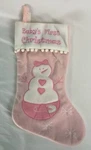 Baby Girl's First Christmas Stocking With Snowman Pink Holiday 17" New. Fixed Price $13.59.