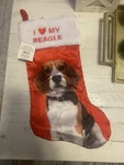 "i Love My Beagle" Dog Christmas Stocking Red Satin Fur Cuff Holiday Time New. Fixed Price $6.99.