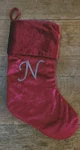 Prima Creations Red Velvet Christmas Stocking Beaded Monogram Letter Initial. Fixed Price $24.99.