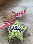Glory Haus "blessed Star Shaped Puffed Ceramic Ornament Green, Red New In Box. Fixed Price $29.99.