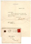 1912 Woodrow Wilson Signed Letter W/ Cover Trenton Nj Christmas Eve Nh. Fixed Price $625.00.