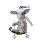 Holiday Lane Cozy Christmas Gray Skiing Mouse Ornament. Fixed Price $5.99.