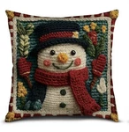Crochet Look Christmas Snowman 18" X Throw Pillow One Sided Case. Fixed Price $8.99.