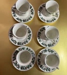 Christmas Gold Trim Holly Footed 6 Cups & Saucer Sets Formalities By Baum Bros. Fixed Price $69.98.