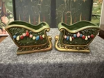 Napcoware Christmas Sleigh Sled Candle Stick Holder Holiday Chalkware Vtg. Fixed Price $22.88.