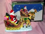1970'S Vtg Brinns Taiwan Ceramic Hand Painted Xmas Santa Sleigh Music Box Iob. Fixed Price $147.50.