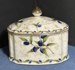 Burton & Porcelain Trinket Box Lid W/olive Branch Design Gold Trim 6.5". Fixed Price $29.95.
