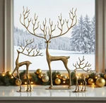 Pottery Barn 3 Brass Sculpted Reindeer 25",16" & 10.25" New Christmas Decor Stag. Fixed Price $299.99.