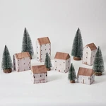 12 Pc Christmas Village Wooden Houses Snowy Trees Farmhouse Tabletop Decor. Fixed Price $21.67.
