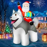 Zukakii 8 7FT Christmas Inflatables Santa Riding Husky Dog, Giant White. Fixed Price $56.64.