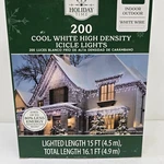 Holiday Time - 200 Led Cool White High Density Icicle Lights Wire 15 Ft. Fixed Price $16.95.