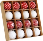 Christmas Tree Ball Ornament Set 16PCS 80MM/3.15INCH Red White Glittering Shatte. Fixed Price $36.99.