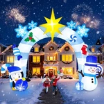 16FT Christmas Inflatable Archway With Led Light, Blue Winter Snowman Penguin.... Fixed Price $155.56.