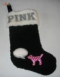 Victorias Secret Pink Christmas Stocking Black Sherpa 2018 Limited Edition Nwt. Fixed Price $14.95.