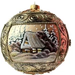 6 Inc Christmas Ornament Bauble Gold Poinsettia Glass Ball 150MM #15. Fixed Price $39.99.
