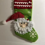 Holiday Time Santa Face Green Christmas Stocking 20 Inches ** Cute*. Fixed Price $12.00.