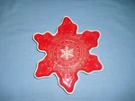 New Nwt Hallmark Snowflake Shape Candy Cookie Tray Dish Red White 10". Fixed Price $10.99.